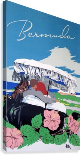 Bermuda Beach vintage travel poster  Canvas Print