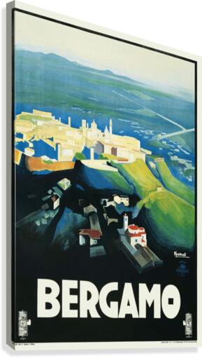 Bergamo Art Deco Vintage Italian Travel Poster  Canvas Print