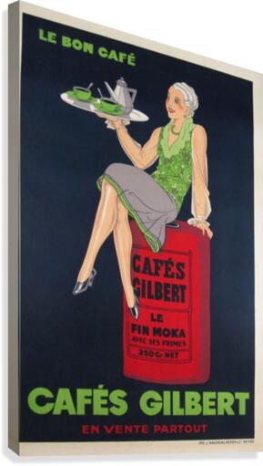 Cafes Gilbert original vintage food poster from France  Canvas Print