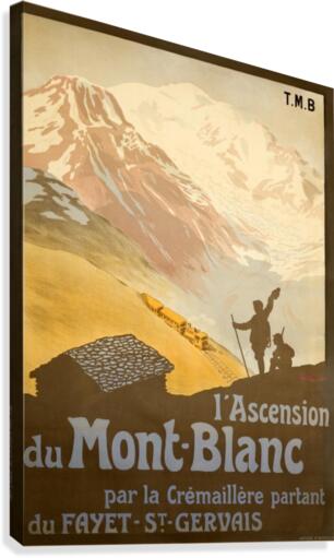 French Vintage Ski Poster for Mont-Blanc  Canvas Print