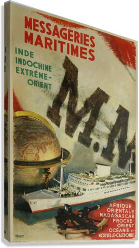 Original Vintage Poster Messageries Maritimes Inde Indochine Extreme Orient  Canvas Print