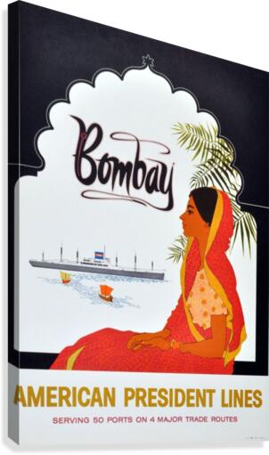 Original Vintage 1950 Cruise Travel Poster - Bombay By American President Lines  Canvas Print