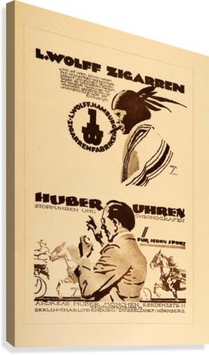 1920 Ludwig Hohlwein Poster Lithographs and Gravures Huber Uhren  Canvas Print
