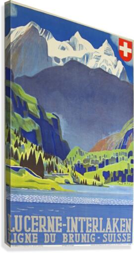 Swiss Alps Lucerne Interlaken Railway travel poster  Canvas Print