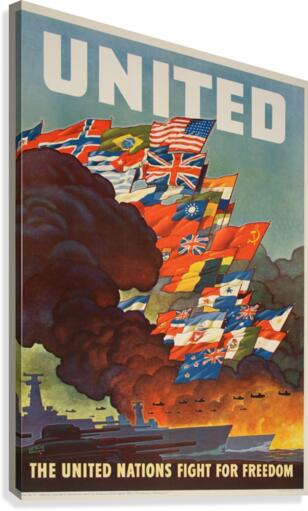 United Nations Fight for freedom vintage poster  Canvas Print
