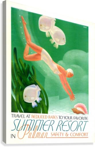 Summer resort in Pullman vintage travel poster  Canvas Print