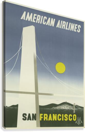 American Airlines To San Francisco vintage travel poster  Canvas Print