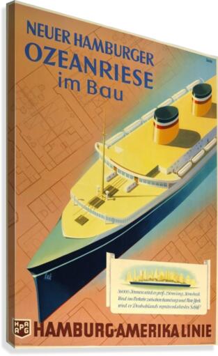 Hamburg - America Line vintage travel poster  Canvas Print
