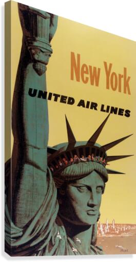 New York United Air Lines Statue of Liberty poster Canvas Print