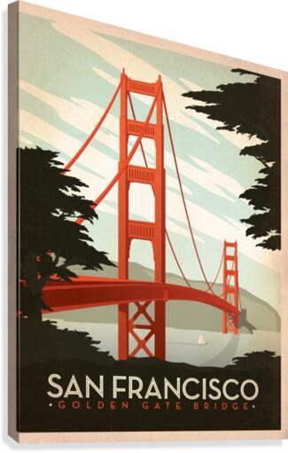 San Francisco Golden Gate Bridge vintage poster  Canvas Print