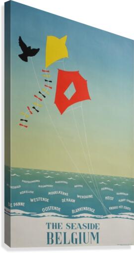1950 Belgium seaside original travel vintage poster  Canvas Print