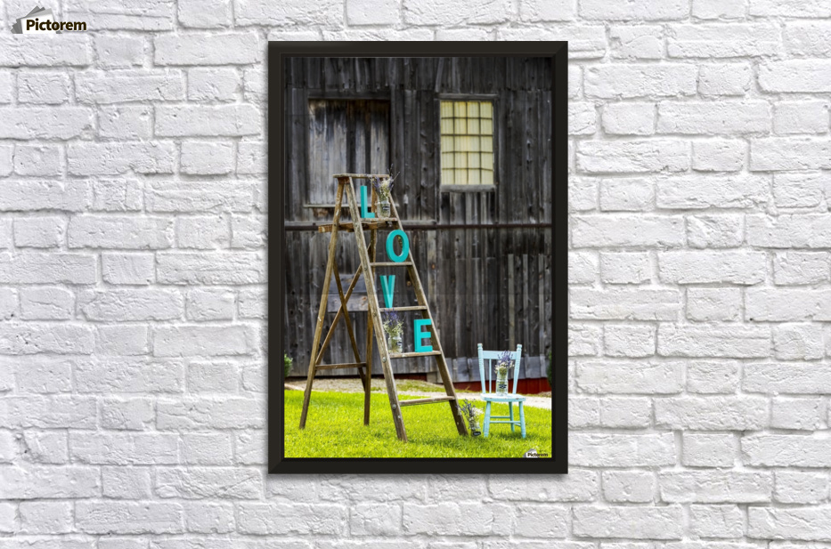 Wooden Ladder On Grassy Lawn With L O V E Letters Placed Steps Wooden Ladder On Grassy Lawn With