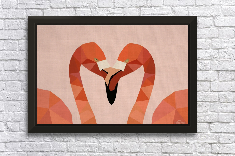 Flamingo Bird Low Poly Art Rizu Designs Canvas Flamingo Bird Low Poly Art Wall Decor Frame