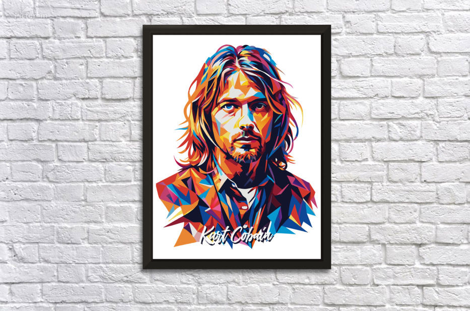 Kurt Cobain Portrait Pop Art Wpap by Vectorartnesia Wall Art