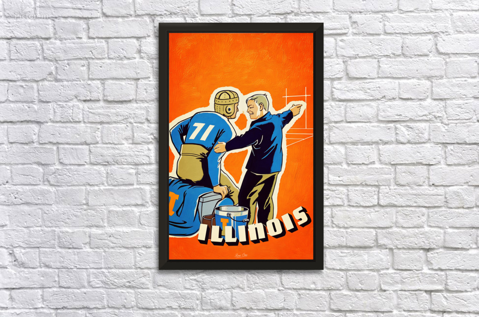 1930s Illinois Football Art Remix by Row One Brand