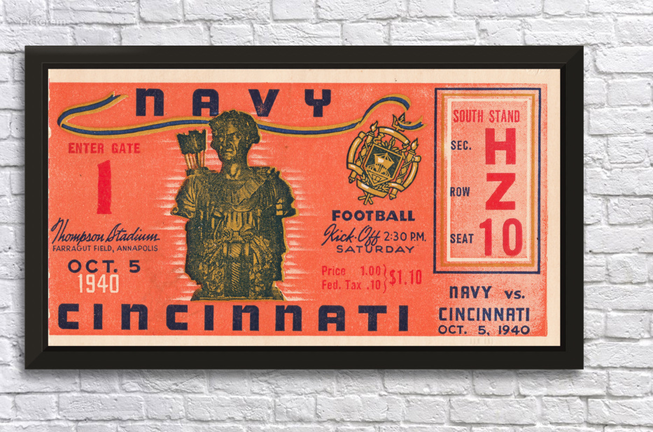 1940 Cincinnati Bearcats at Navy Midshipmen by Row One Brand