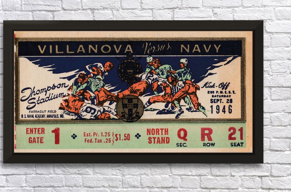 1946 Villanova Wildcats at Navy Midshipmen Ticket Art by Row One Brand