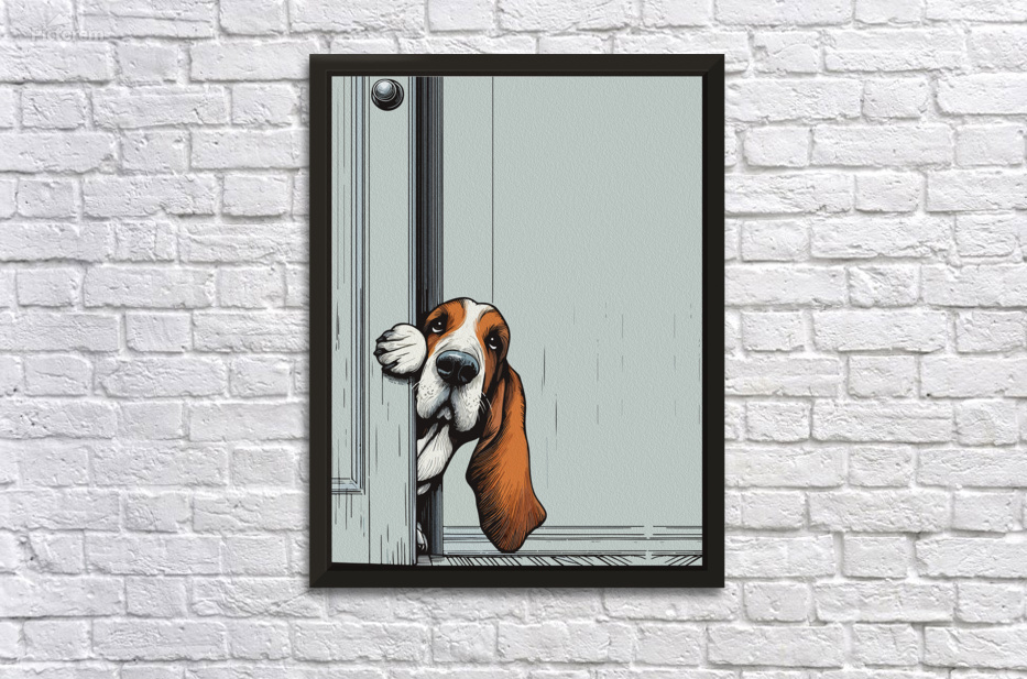 Adorable Basset Hound Dog Wall Art by Ramy Salah Hefny