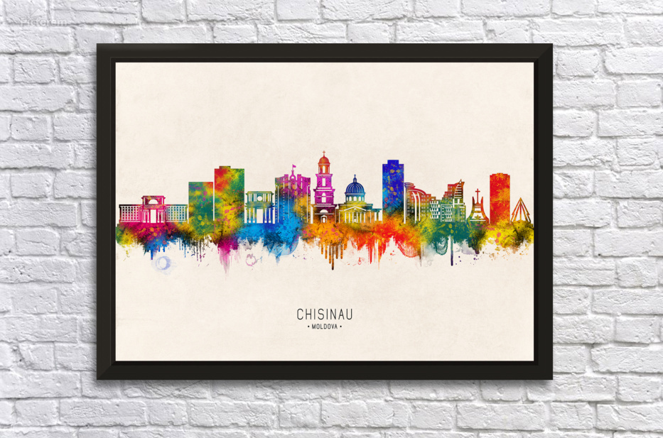 Chisinau Moldova Skyline Beige by Towseef Dar