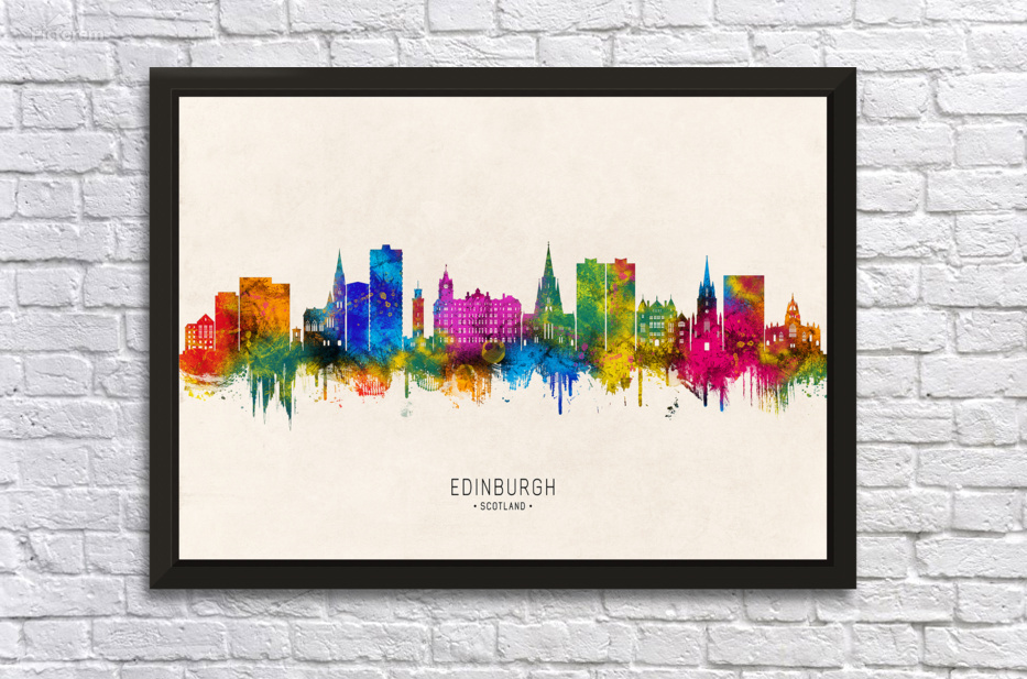 Edinburgh Scotland Skyline Beige by Towseef Dar