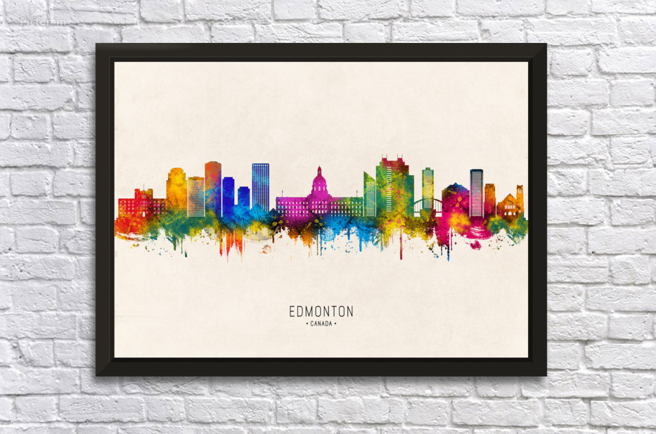 Edmonton Canada Skyline Beige by Towseef Dar