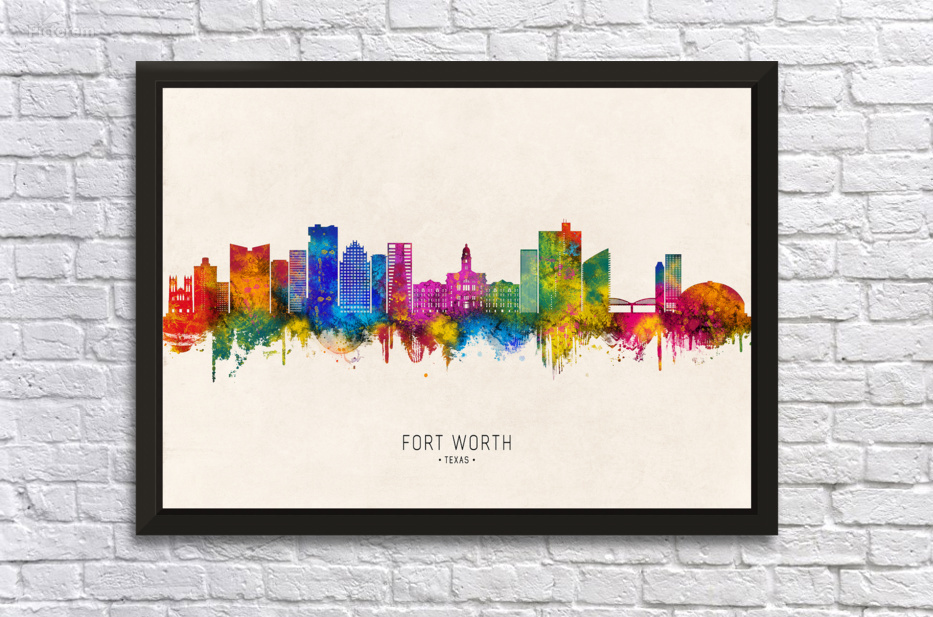 Fort Worth Texas Skyline Beige by Towseef Dar
