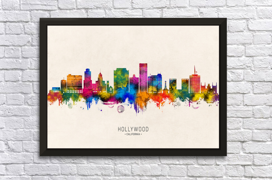 Hollywood California Skyline Beige by Towseef Dar