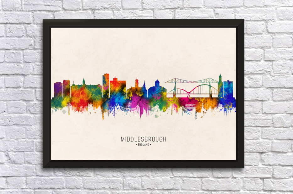 Middlesbrough England Skyline Beige by Towseef Dar