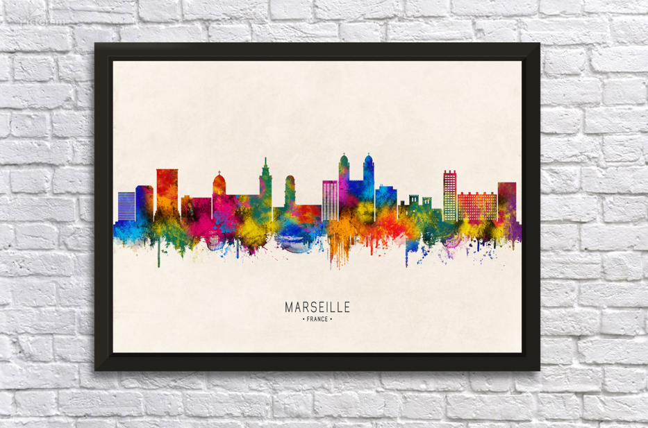 Marseille France Skyline Beige by Towseef Dar