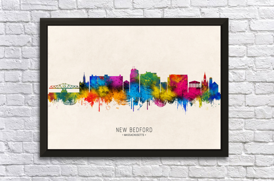 New Bedford Massachusetts Skyline Beige by Towseef Dar