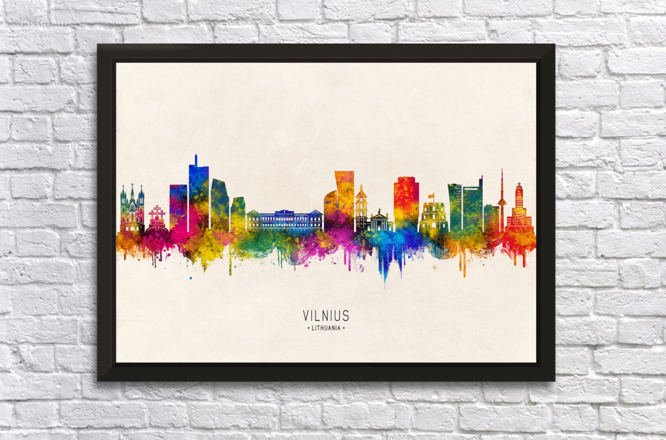 Vilnius Lithuania Skyline Beige by Towseef Dar