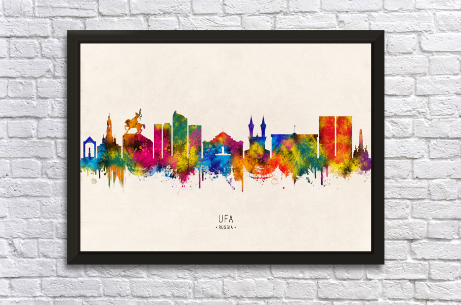 Ufa Russia Skyline Beige by Towseef Dar