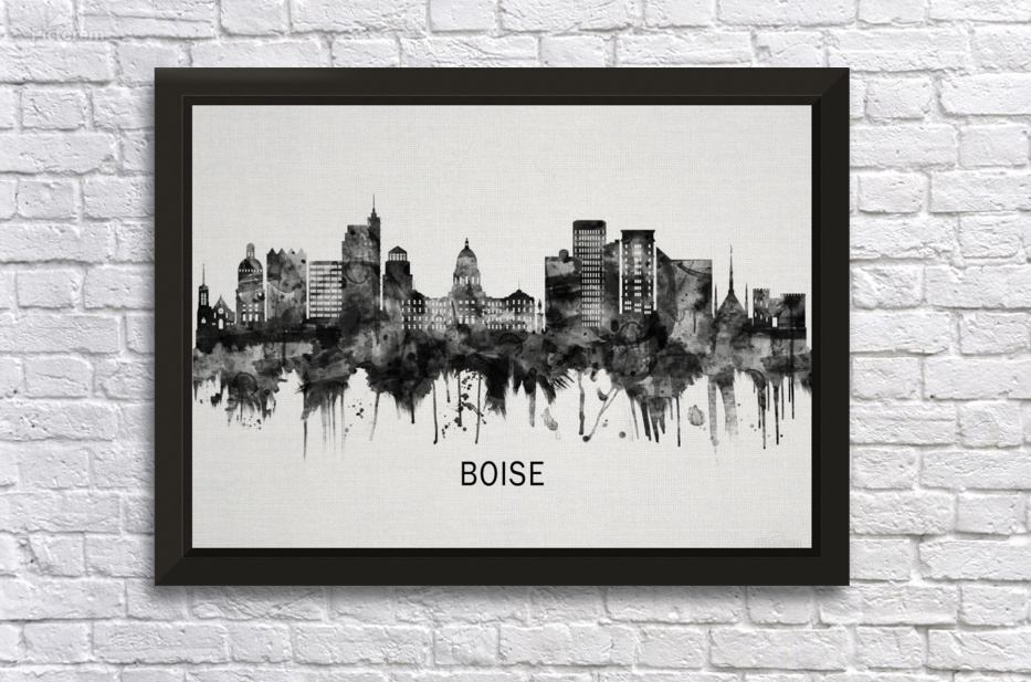 Boise Idaho Skyline Bw Towseef