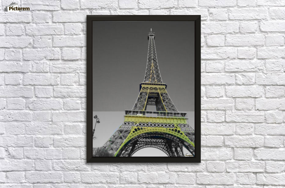 Eiffel Tower Paris Gold On Black And White Splash Canvas