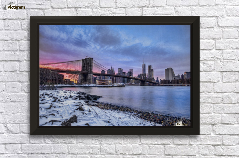 36/"x48/" Brooklyn Bridge at Sunset Viewed from Brooklyn Bridge Park Wall Mural