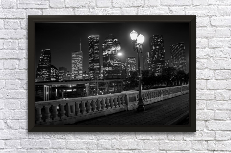 houston city scape at night  horizontal 3276 Lamp by Black And White