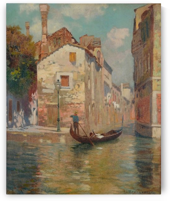 Gondola traveling along a canal in Venice by Carlo Brancaccio