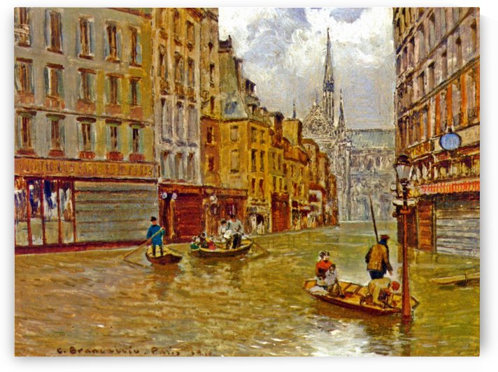 Street in Paris during Flood of 1910 by Carlo Brancaccio