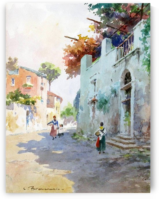 Country glimpse with figures by Carlo Brancaccio
