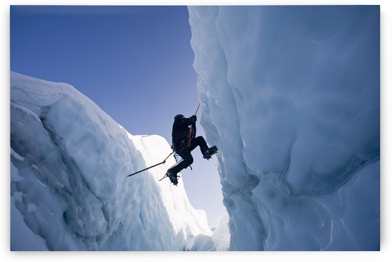 Ice Climber Ascending Out Of Crevasse On Matanuska Glacier Southcentral Alaska Winter by PacificStock