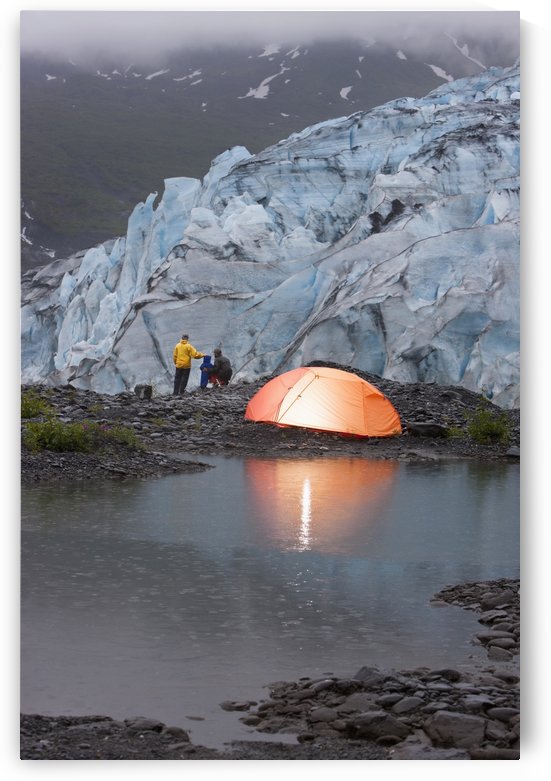 People Tent Camping At The Shoup Glacier Overlook, Shoup Bay State Marine Park, Prince William Sound, Southcentral Alaska by PacificStock