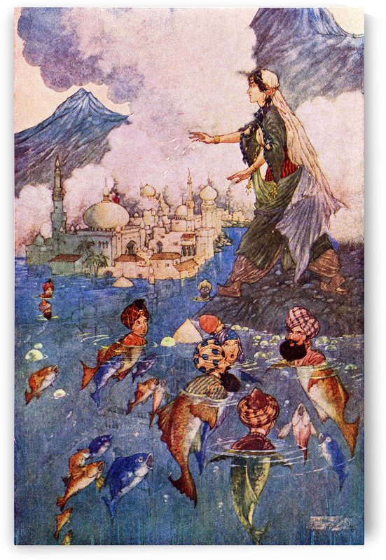 The History of the Young King of the Black Isles. Illustration by Charles Folkard from the book The Arabian Nights published 1917 by PacificStock