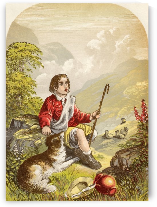 The Shepherd Boy in the Valley of Humiliation. Illustration by A.F.Lydon. From the book The Pilgrims Progress by John Bunyan published c.1880. by PacificStock