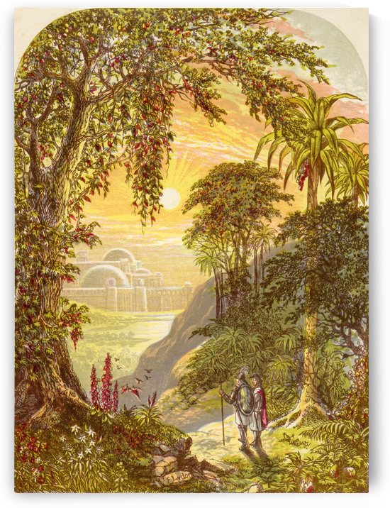 Christian and Hopeful in the land of Beulah. Illustration by A.F.Lydon. From the book The Pilgrims Progress by John Bunyan published c.1880. by PacificStock