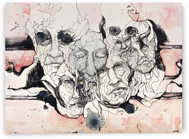 Illustration of male faces overlapping by PacificStock