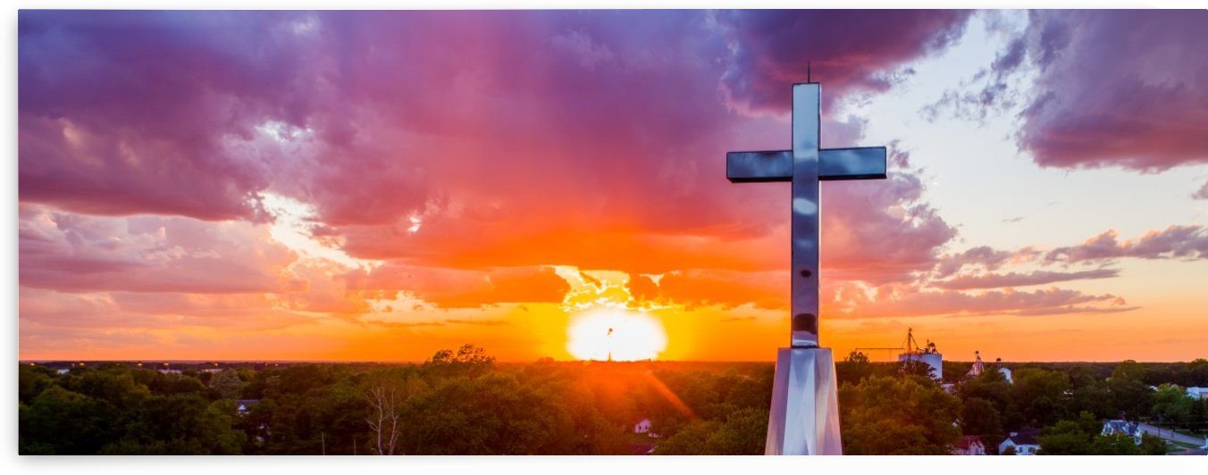 Rushville, IL Presbyterian Church Cross at Sunset II by Jordan Williams of Air Imagery Services