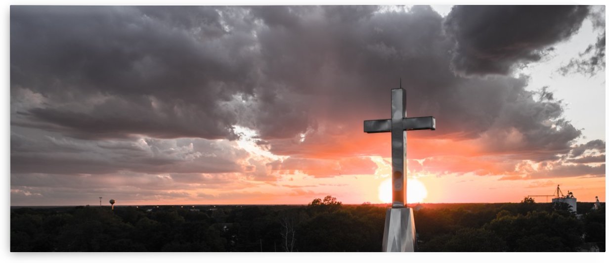 Rushville, IL Presbyterian Church Cross at Sunset by Jordan Williams of Air Imagery Services