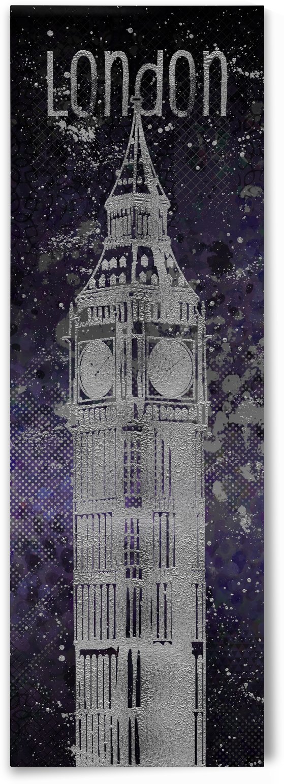 Graphic Art LONDON Big Ben| ultraviolet & silver by Melanie Viola