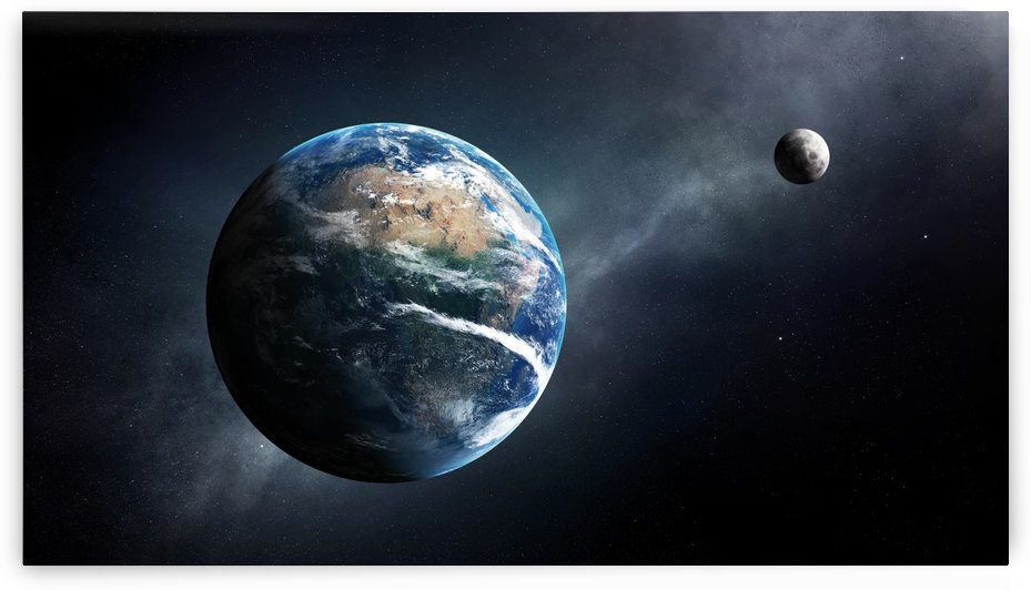 Earth and moon space view by Johan Swanepoel