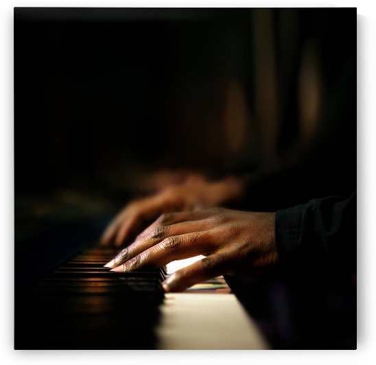 Hands playing piano close-up by Johan Swanepoel